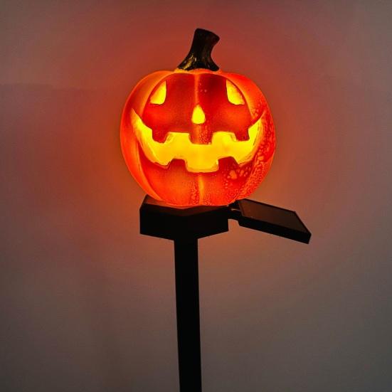 Outdoor Solar Halloween Pumpkin Lights Light, Waterproof Garden LED Decorative Holiday Path Lighting for Lawn Lamp with Stake Pathway Yard Decoration