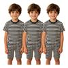 3 Piezas Mono Rayado Adaptativo para Niños Cuello Redondo Manga Corta Longitud hasta el Muslo Espalda Anti-Rayas Cremallera Invisible para Cuidado de Necesidades Especiales
