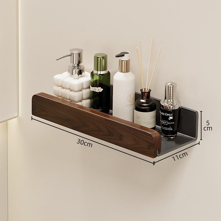 Vintage Walnut Bathroom Wall Shelf & Cosmetic Rack