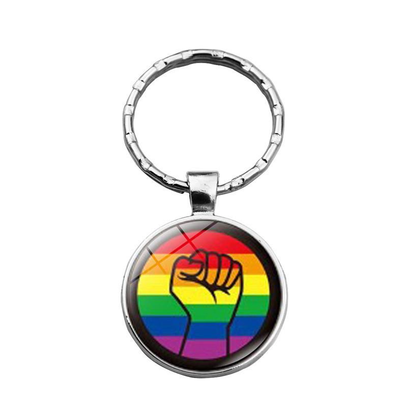 Porte-clés Arc-en-ciel Lgbtq Cadeau Créatif pour Couple Style Moderne Alliage de Zinc Porte-clés Décoration de Sac Xswx4626-1