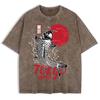 Japanische Koi Harajuku Drucke Gewaschene T-Shirts Herren Baumwolle Oversize T-Shirt Sommer Rundhals Kurzarm Oberteile Kleidung