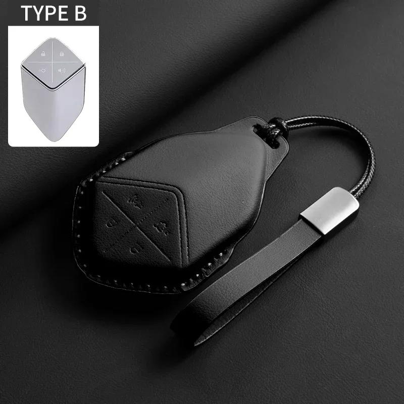Leather Car Key Case Cover Holder Keychain Protective Shell for Changan Deepal S7 SL03 UNIT UNIK CS35 Plus CS55 Plus CS75