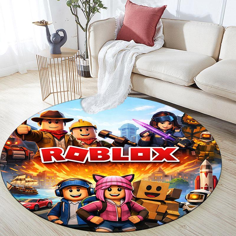 Roblox,Round Area Rug,Carpet Rug for Living Room Bedroom Sofa Playroom Decor,Non-slip Floor Mat