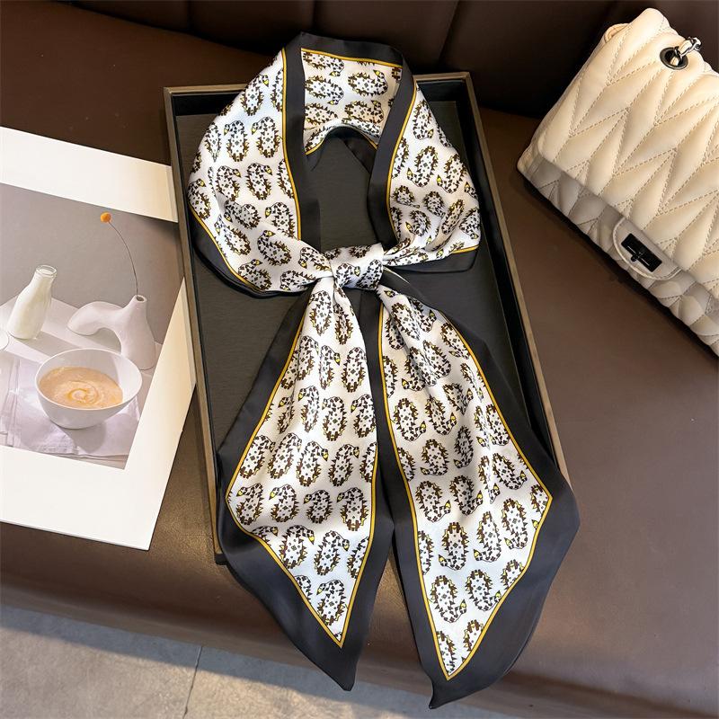 New Long Neckerchief Skinny Hair Bands Women Silk Scarfs Fashion Headbands Bag Scarves Print Hairband Neck Scarf For Ladies