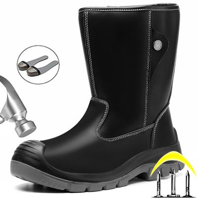 Pannensichere Arbeitsstiefel Sicherheitsschuhe mit Stahlkappe für Herren Halbhohe Stiefel Herren Sicherheitsschuhe Arbeitsleder Schutzstiefel Wasserdicht