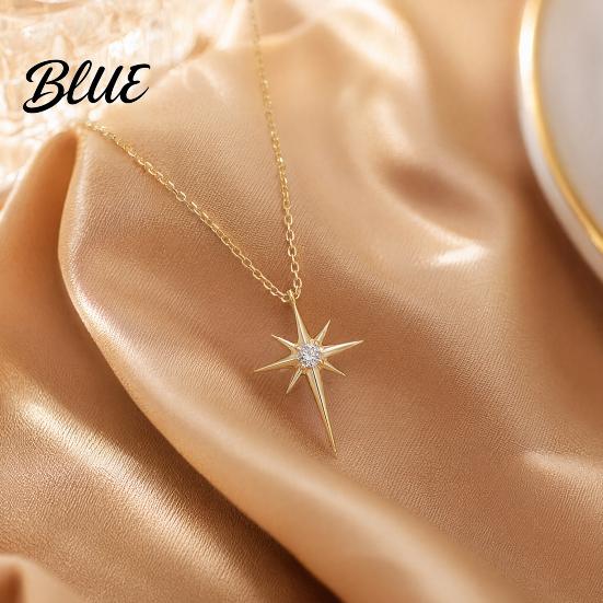 Versatile Style Necklace Mini Eight-Pointed Star for Women Rhinestone Polished