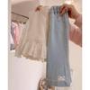 2025 Spring Korean Girls' Outfit: Lace-Trim Knitted Vest & Denim Flare Pants