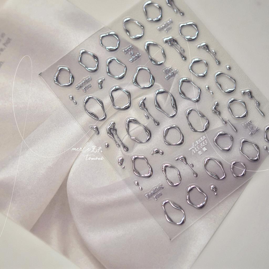 1pcs Gold Silver Metal Nail Stickers Irregular Bows -shaped Back Glue Nails Accessories Stickers DIY Manicure Decorations