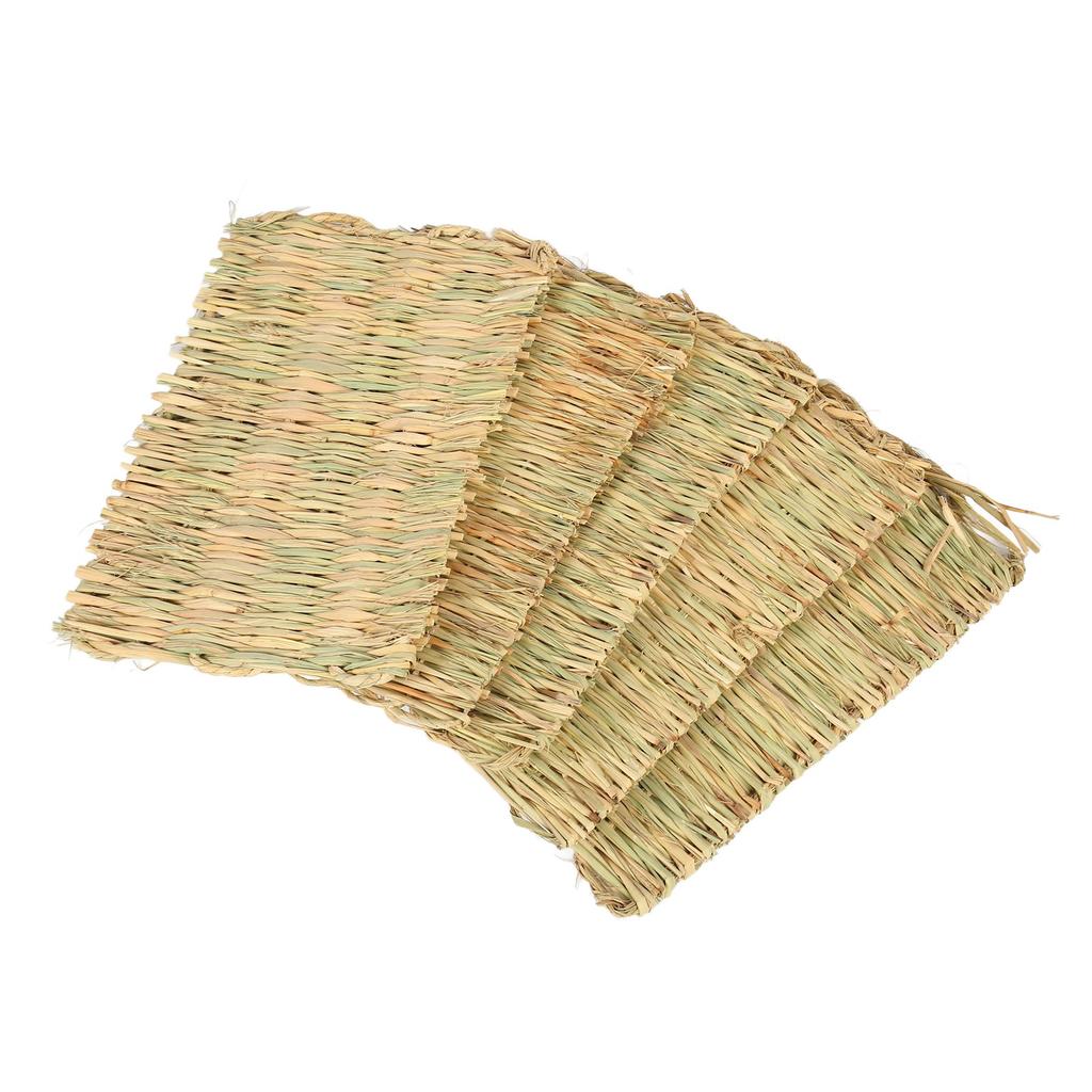 5PCS Rabbit Grass Mat 4 Season Universal Warm Grass Woven Bed Mat Bunny Bedding Nest for Guinea Pig Parrot Hamster Rat