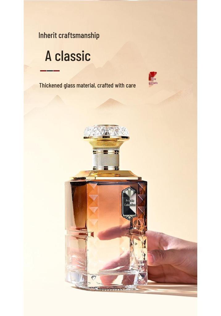 High-Value 1 Jin Square Baijiu Glass Bottle – Thickened & Sealed for Private Collection