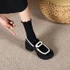 Non-slip and Wear-resistant One-pedal Foot Cover, Light Soft-soled Small Fragrant Wind 2025 British Style Thick-soled Loafers, Black and White Col