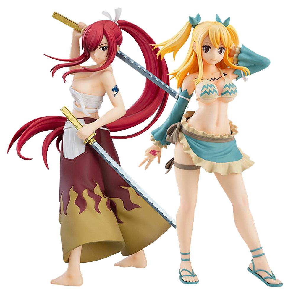 Anime Lucy Heartfilia Figure Aquarius Girl Lucy Standing Pose Action figure Erza Scarlet figurine Doll Collection Adult Boy Gift
