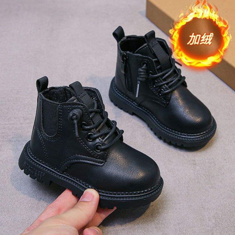 Mädchen Martin Stiefel Kinder Weichsohlen Kurzstiefel Baby Samt Herbst und Winter Baumwollschuhe Neue Britische Rutschfeste Einzelstiefel Jungenstiefel