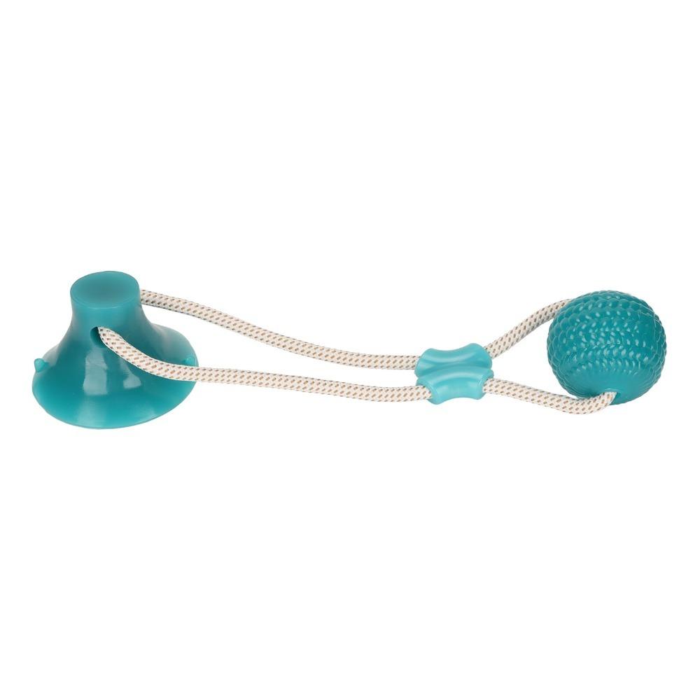 Green Spherical Suction Cup Dog Toy Braided Rope Dog Molar Chew Toy Self Play Pet Toy Indoor Play