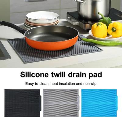 Tapete de drenagem flexível reutilizável de silicone para secar pratos, tapete antiderrapante resistente ao calor para pia de cozinha doméstica