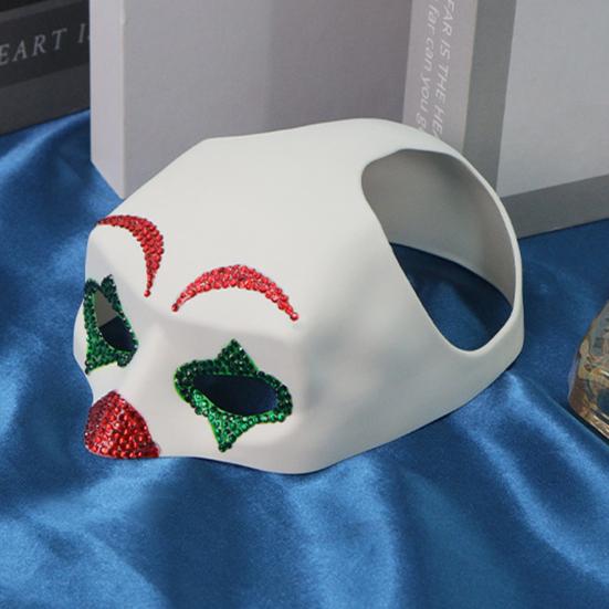 Clown Cat Mask Shiny Rhinestone Clown Mask Pets Cosplay Mask with Ear Holes