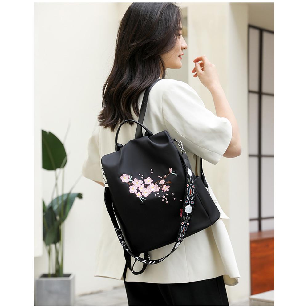 Apsauga nuo vagystės Mada Laisvalaikis Kelionės Atspari dilimui Kuprinė Moteriška Oksfordo audinio Gėlių siuvinėjimas Mokyklinė kuprinė Kuprinė mergaitėms