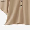 ZANZEA Women Classic Collar Loose Casual Half Sleeve Blouse