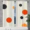 Digital Printed Curtains with Line Art Sun Design, Stylish Window Drapes for Living Room Bedroom Home Decoration and Kitche