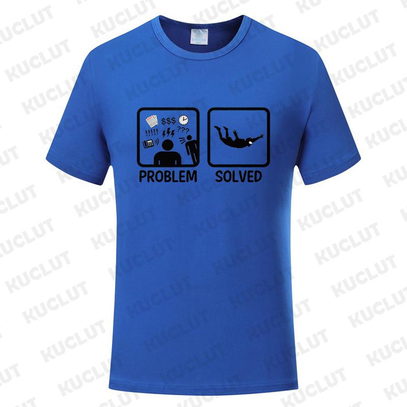 

Funny Skydiving Problem Solved Tops Tees Mens T Shirt Short Sleeve Fashion Casual Tshirt Male Problem Solved Tshirts Clothes 4XL