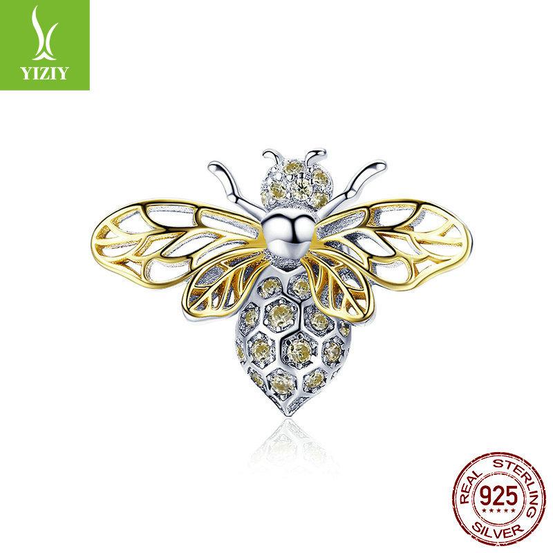 Vergoldetes 925er Sterlingsilberarmband mit Perlen-Accessoires, Love Bee DIY-Perlenanhänger.