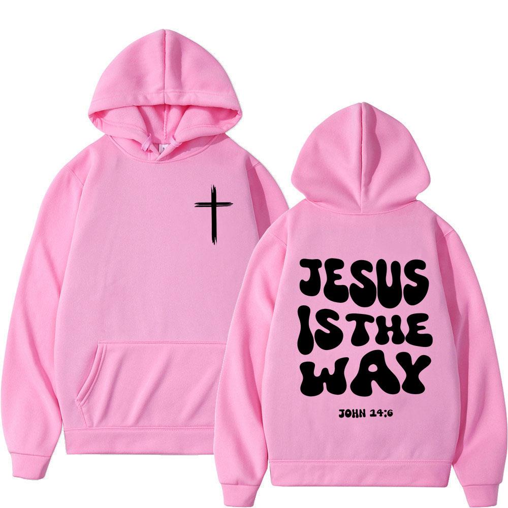 Christian Jesus Is The Way Bible Verse Hoodies Men Women Clothing Fashion Retro Sweatshirts Fleece Casual Long Sleeves Pullovers