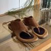 Sheepskin Version~ French Niche Toe Herringbone Sandals Women's 2025 Summer New Fashion Beach Flat-bottomed Cool Slippers