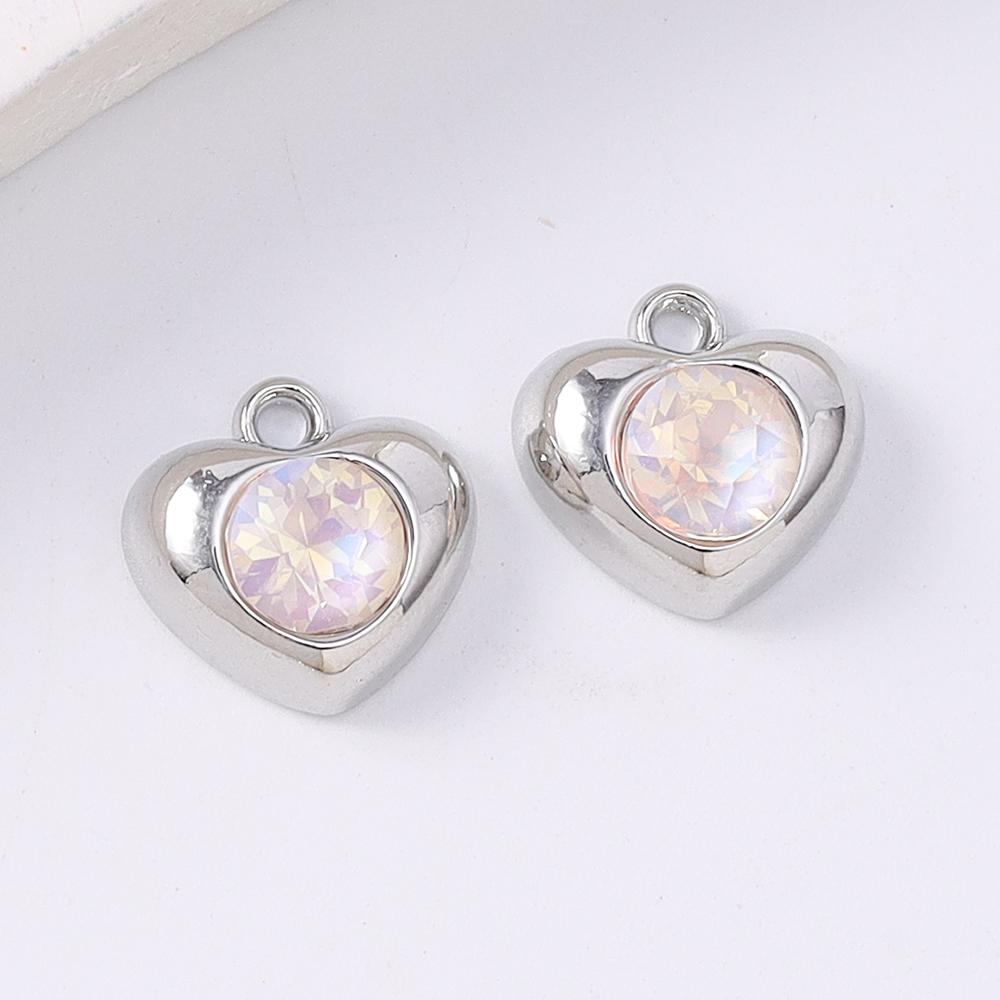 5pcs Exquistite Crystal Zircon Love Heart Charms Pendants for Making Necklace Earrings Bracelet DIY Handmade Jewelry Accessories