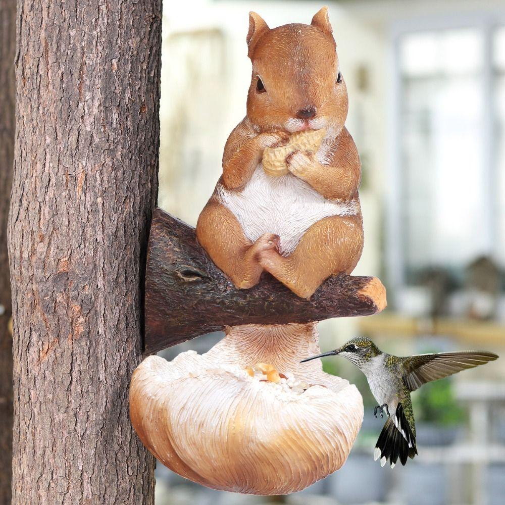 Cute Squirrel Tree Hanging Simulation Art Statue Animal Figurines  Parrot