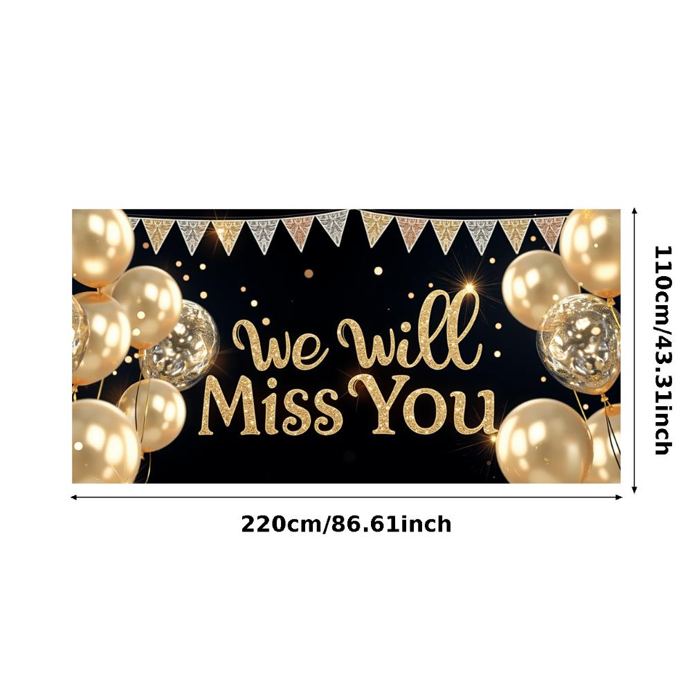 Goodbye Decor Confetti Background Farewell Banner Black Background We Will Miss You Sign for Office Decoration Indoor Decoration