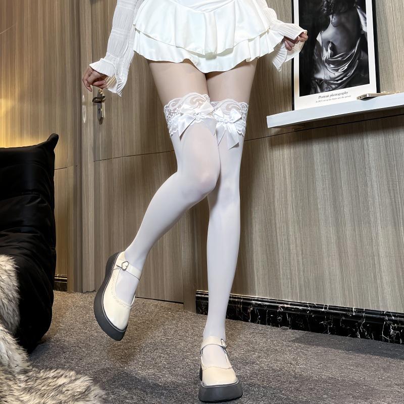 

Lace Ruffle Butterfly Stockings - Over-the-Knee Socks Lingerie for Spicy JK Style One Size білий