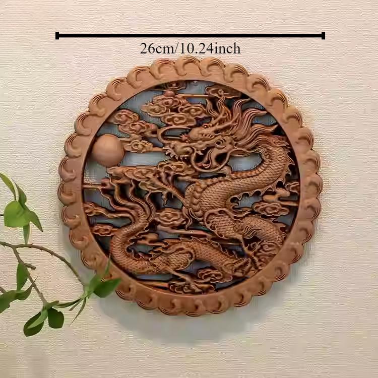 1pc Chinese Woodcarving Ornaments Solid Wood Carving Crafts Living Room Wall Decoration Home Accessories Wall Decorations