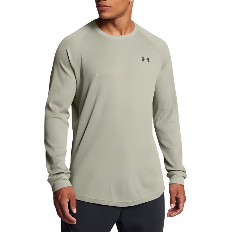 Under Armour Dfo Crew Neck Sports Casual Raglan Sleeve Long Sleeve T-Shirt Men Tops Jungle-Green 1302355-504