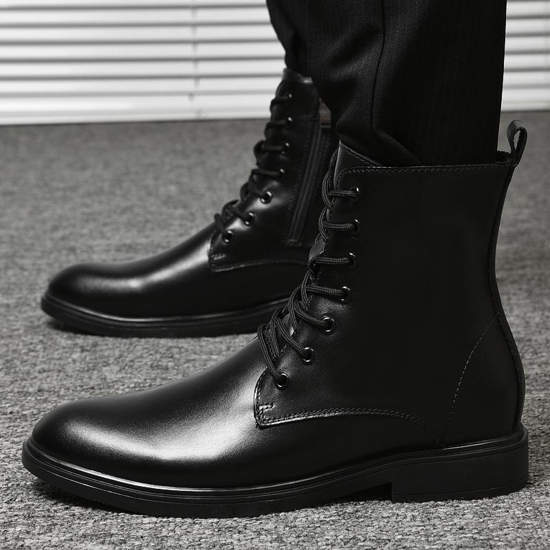 Móda Zima Klasika Pánské boty z pravé kůže High End Business Krátké boty Pánské boty k obleku pro důležitou příležitost Teplé bavlněné boty