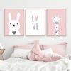 Rabbit Bunny Giraffe Star Posters Prints Nursery Wall Art Bedroom Picture Animal Canvas Painting Nordic Kid Baby Girl Room Decor