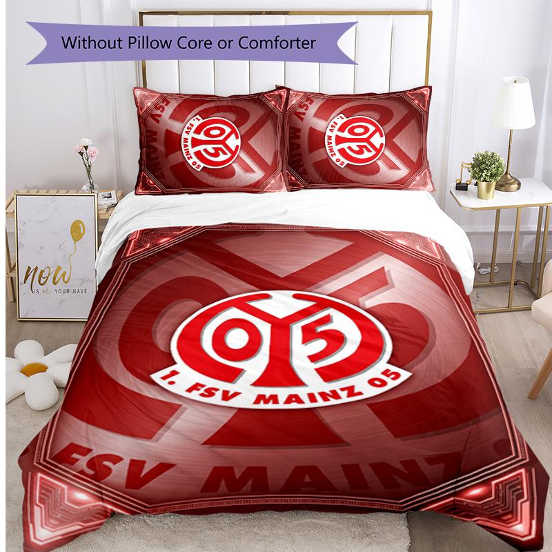 Mainz FC Printed 3PCS Bedding Set Breathable Duvet Cover with Pillowcases Decorative Bed Linen for Bedroom Home