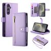 DF-011 For Samsung Galaxy S24 Case PU Leather Crossbody Phone Cover with Zipper Pocket