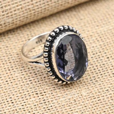 Amethyst-Edelstein, handgefertigter Schmuckring aus 925er Sterlingsilber, Geschenk für Frauen