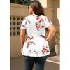 Plus size women's spring and summer V-neck printed short-sleeved T-shirt