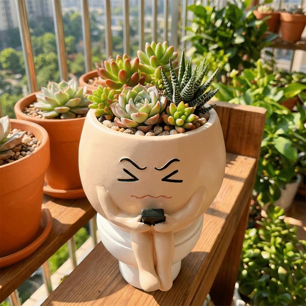Cartoon Flower Planter Resin Plant Cultivation Pot Table Decor Plant Growing Container Office