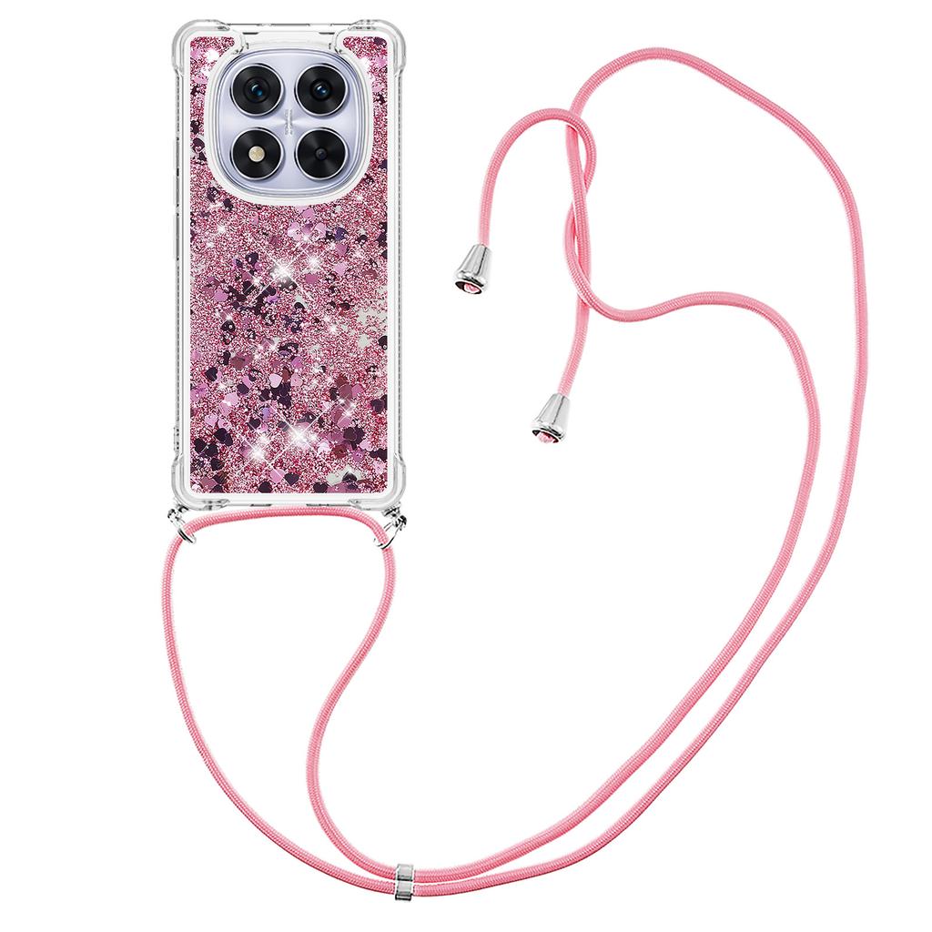 For Xiaomi Poco X7 5G/Xiaomi Redmi Note 14 Pro 5G TPU Case Quicksand Design Phone Cover with Lanyard