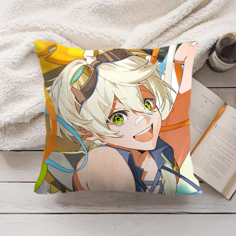 Bennett Genshin Impact Cute Cushion Cover Silky Short Plush Invisible Zipper Dustproof Sofa Pillow Case For Home Decor