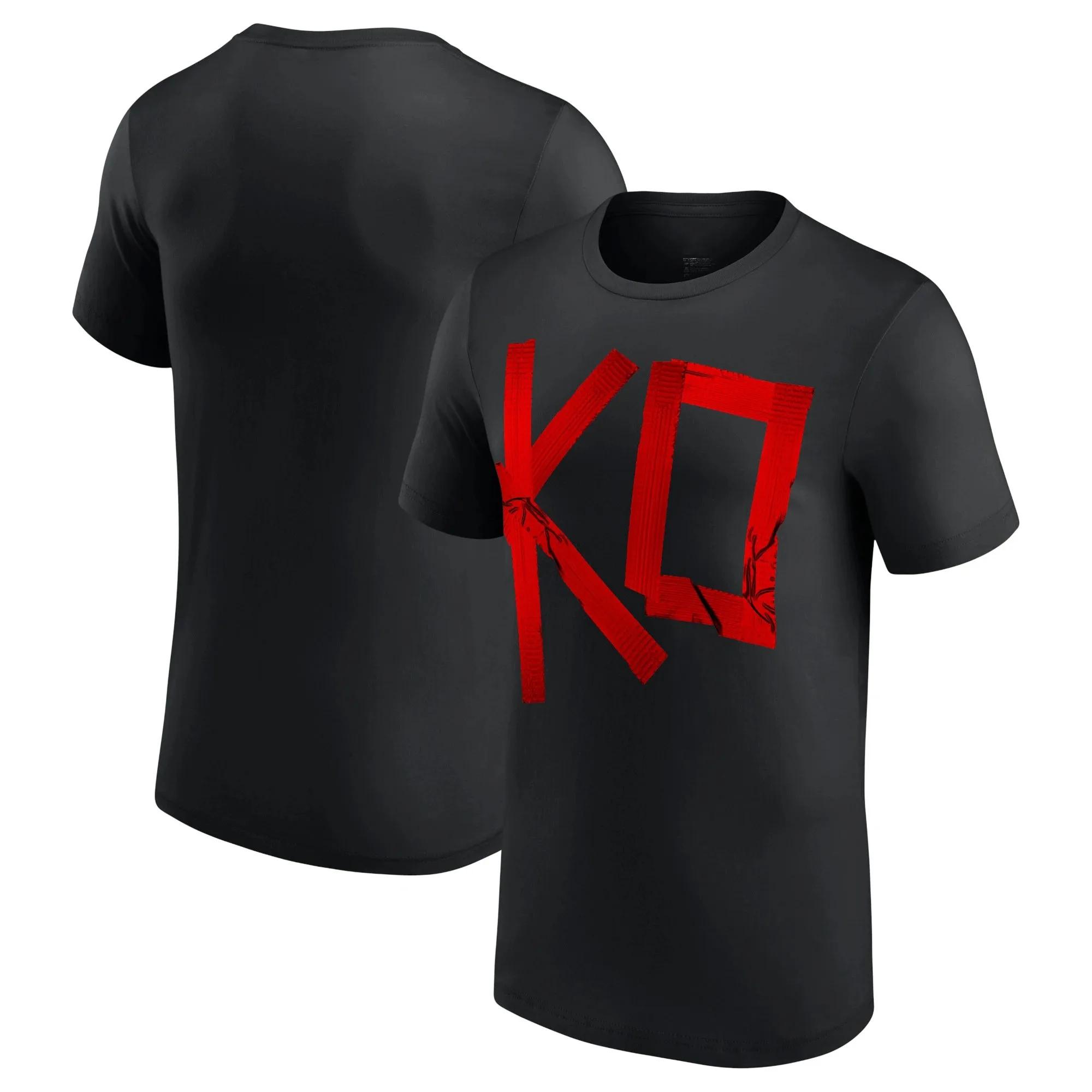 

2025 Чоловіча чорна футболка Kevin Owens з синьою стрічкою Літня з коротким рукавом Жіночі футболки 2025 Нова мода Дитячий одяг L