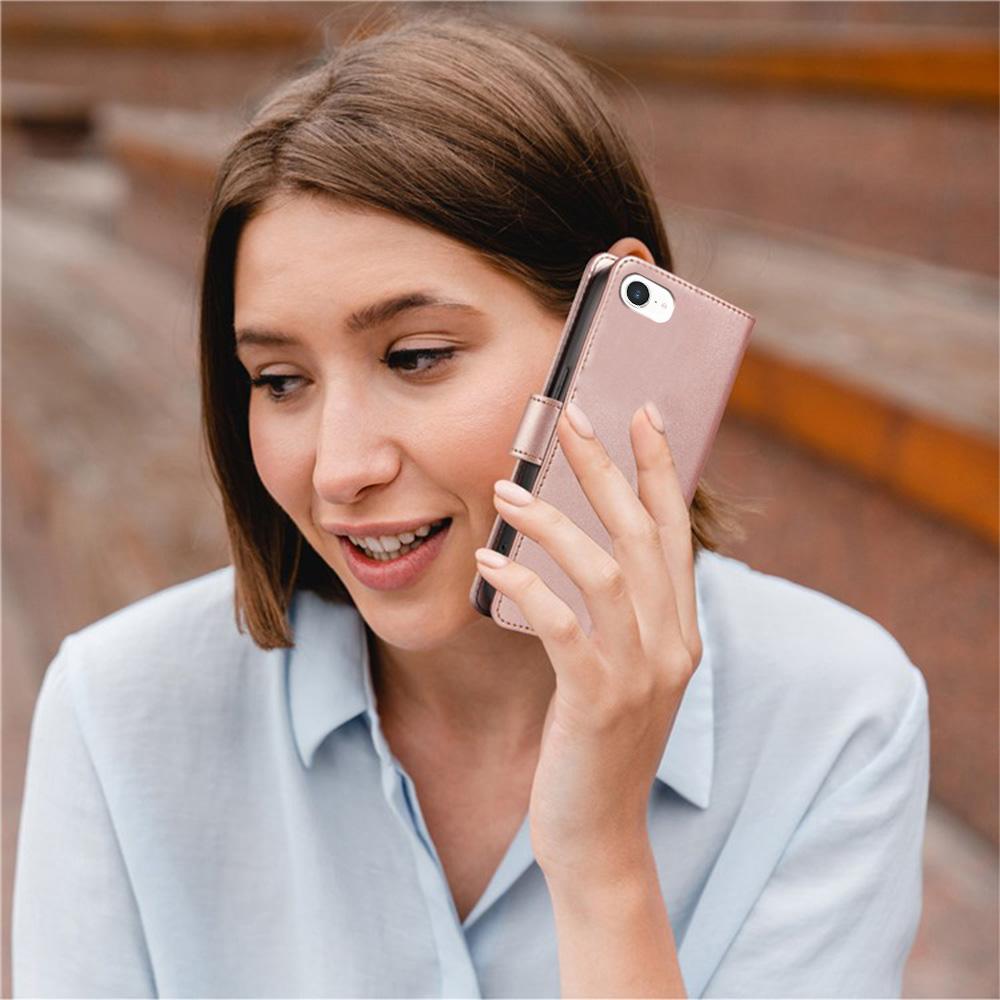 For iPhone 16e Case RFID Blocking Leather Wallet Flip Phone Cover with Wrist Strap