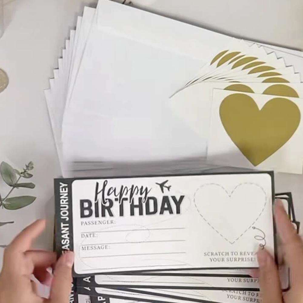Boarding Pass Scratch Cards DIY Kit - Double Surprise Reveal for Wedding & Birthday, Creative Invitation Game Gift