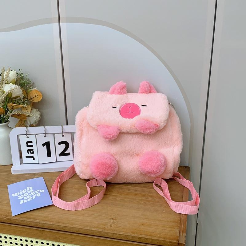 2025 plush backpack cute cartoon double backpack cover chain single shoulder messenger bag women's bag