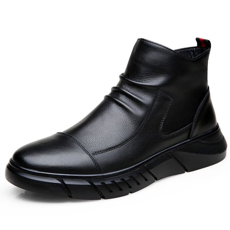 Martin boots winter new high-top boots men's leather shoes leather snow boots velvet leather boots thermal cotton shoes men