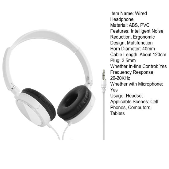 Kabelgebundenes Headset Ergonomische Intelligente Geräuschunterdrückung Klarer Klang Musik Spiel Anruf 3,5mm Kabelgebundener Gaming-Kopfhörer Audiozubehör