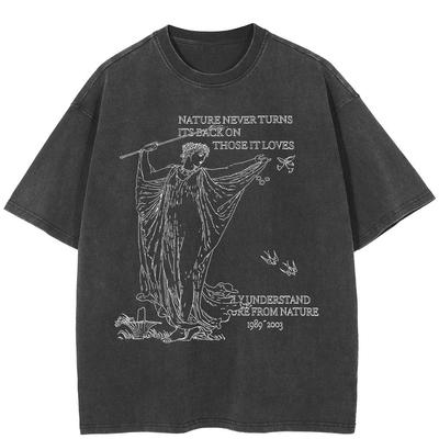 T-shirt Grafica Classica Streetwear Cotone Lavato Nero T-shirt Unisex Top Magliette Estiva Maniche Corte