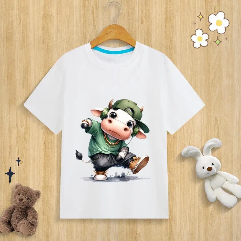 Unisex Kids Pure Modal TShirt I Love HipHop Humorous Animal Print Polyester Fiber Fun Summer Top for Boys And Girls